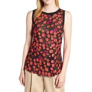 LEWIT FLORAL EMBROIDERED TANK TOP size xs